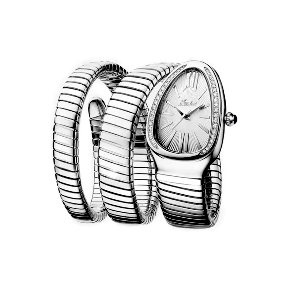 NEW Rocky IV Adrian Balboa Talia Shire Serpentine Snake Watch White /Silver Tone